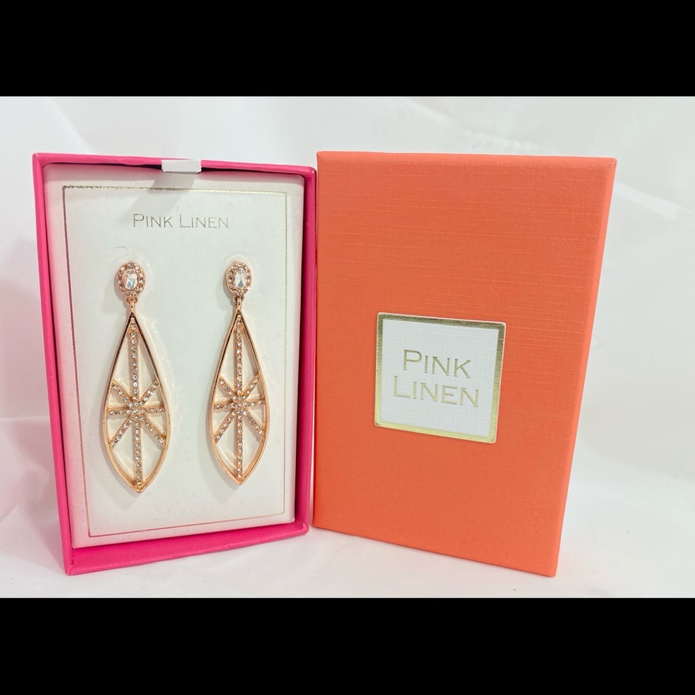 Pink Linen Long Rose Gold earrings